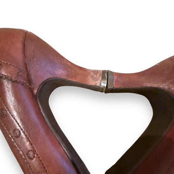 Biviel Brown‎ Leather Mary Jane Slip On Kitten Heels Sz 8 - Picture 10 of 16